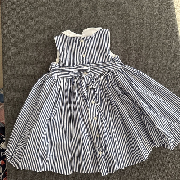 Ralph Lauren hand smocked navy and white striped dress - Picture 2 of 2